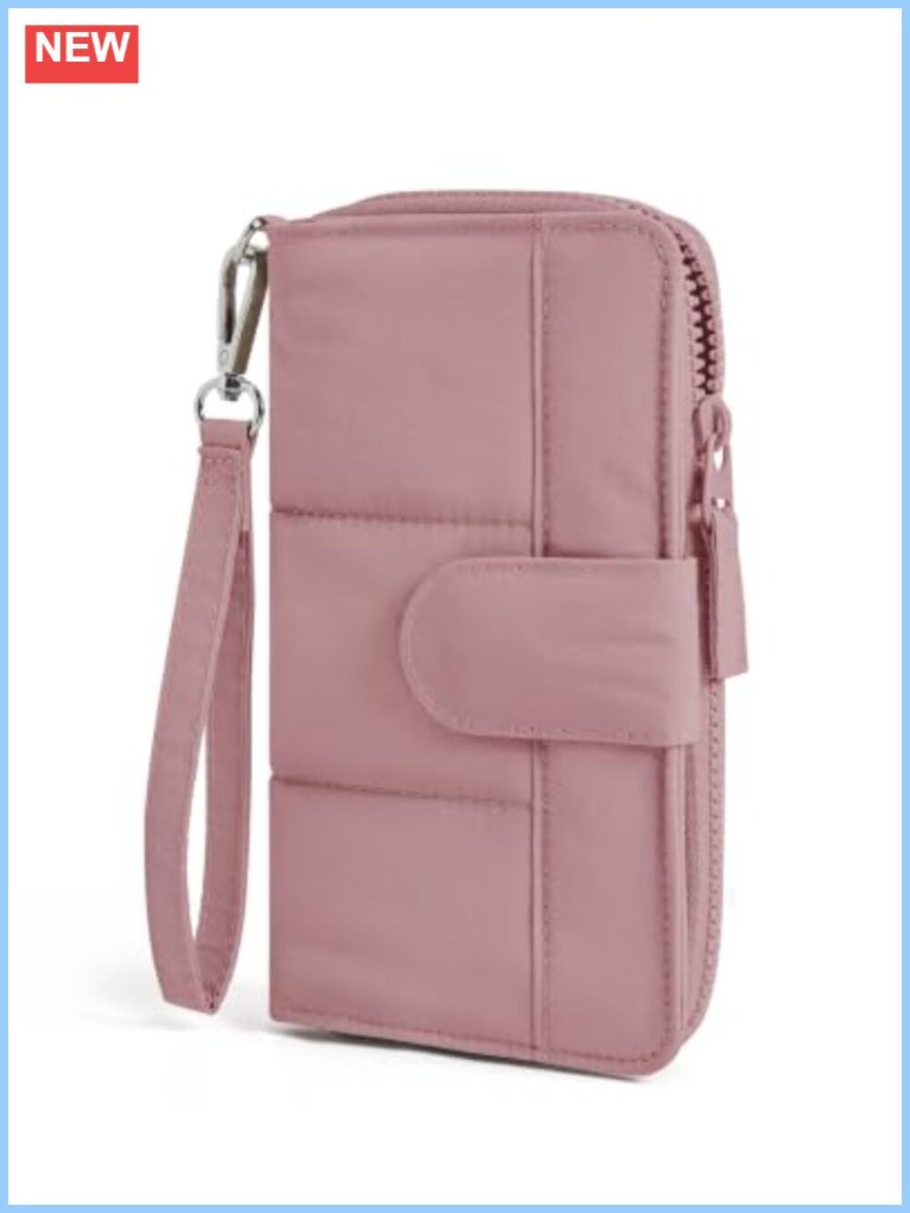 RFID Blocking Wristlet Wallet Card Holder Multi-Pocket Detachable Strap